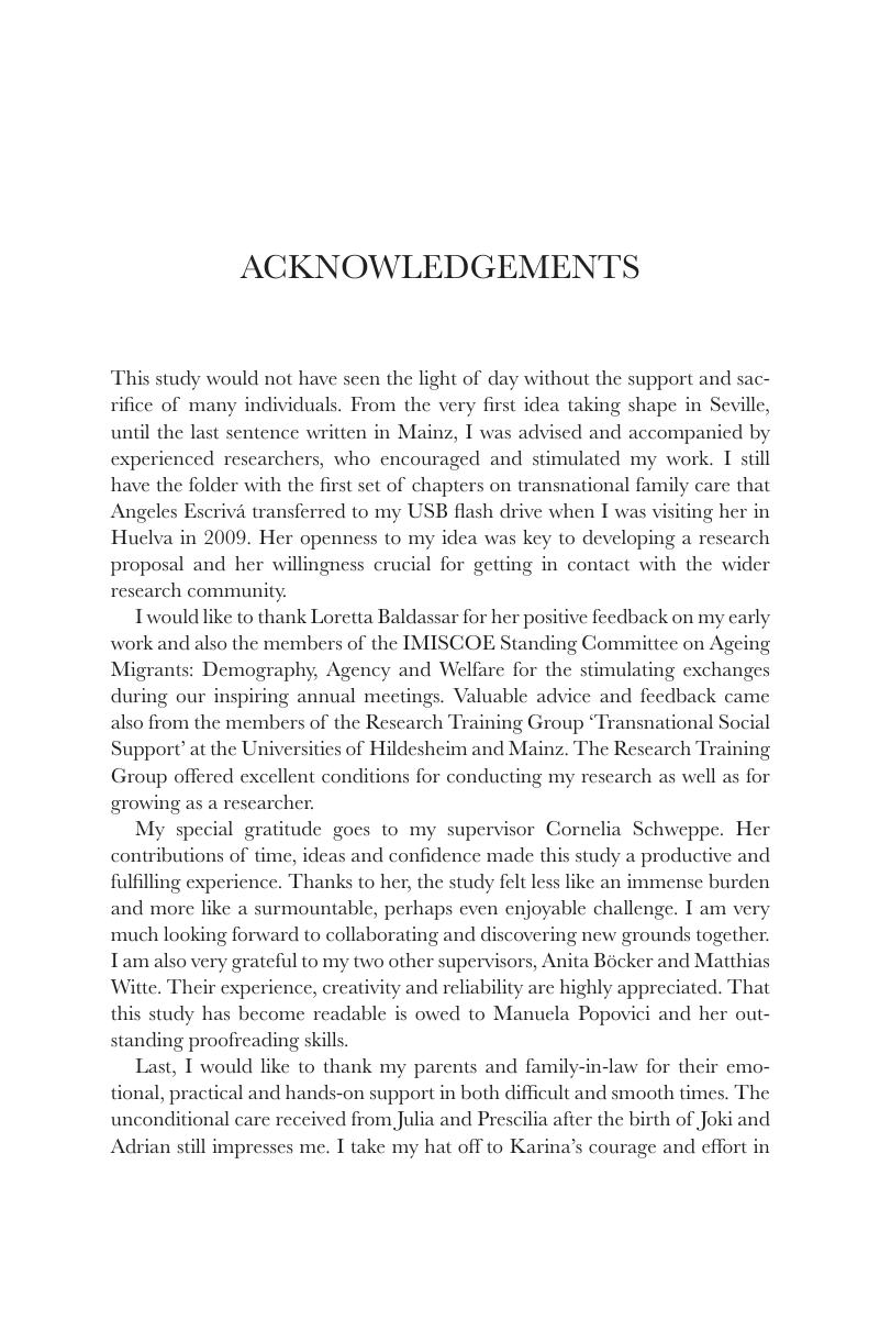 Acknowledgements - Aging within Transnational Families