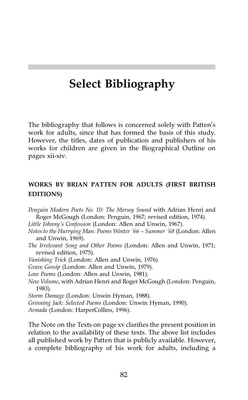 Select Bibliography Brian Patten