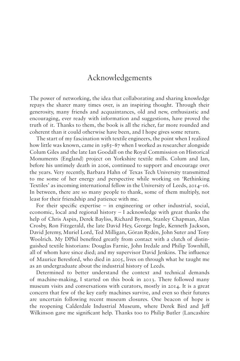 Acknowledgements - The Age of Machinery