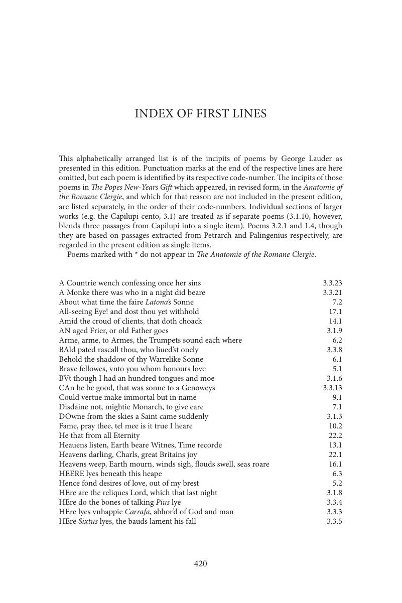 Index of First Lines - George Lauder (1603–1670)