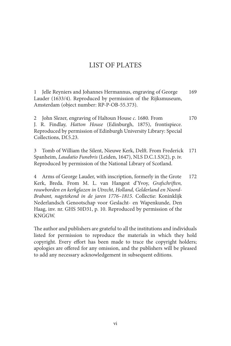 List of Plates - George Lauder (1603–1670)