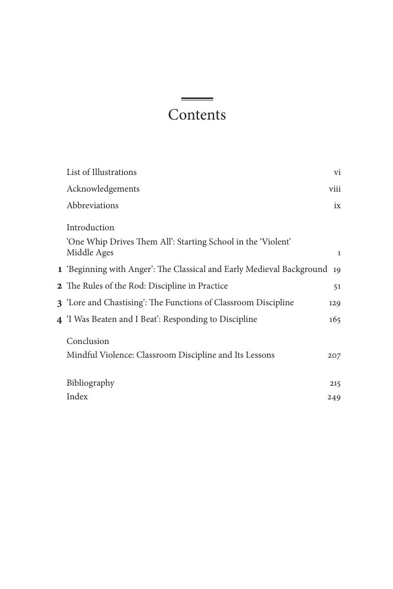 Contents - Punishment and Medieval Education