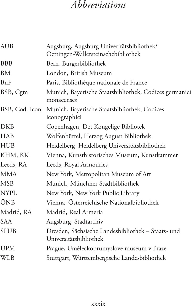 List of Abbreviations - The Thun-Hohenstein Album