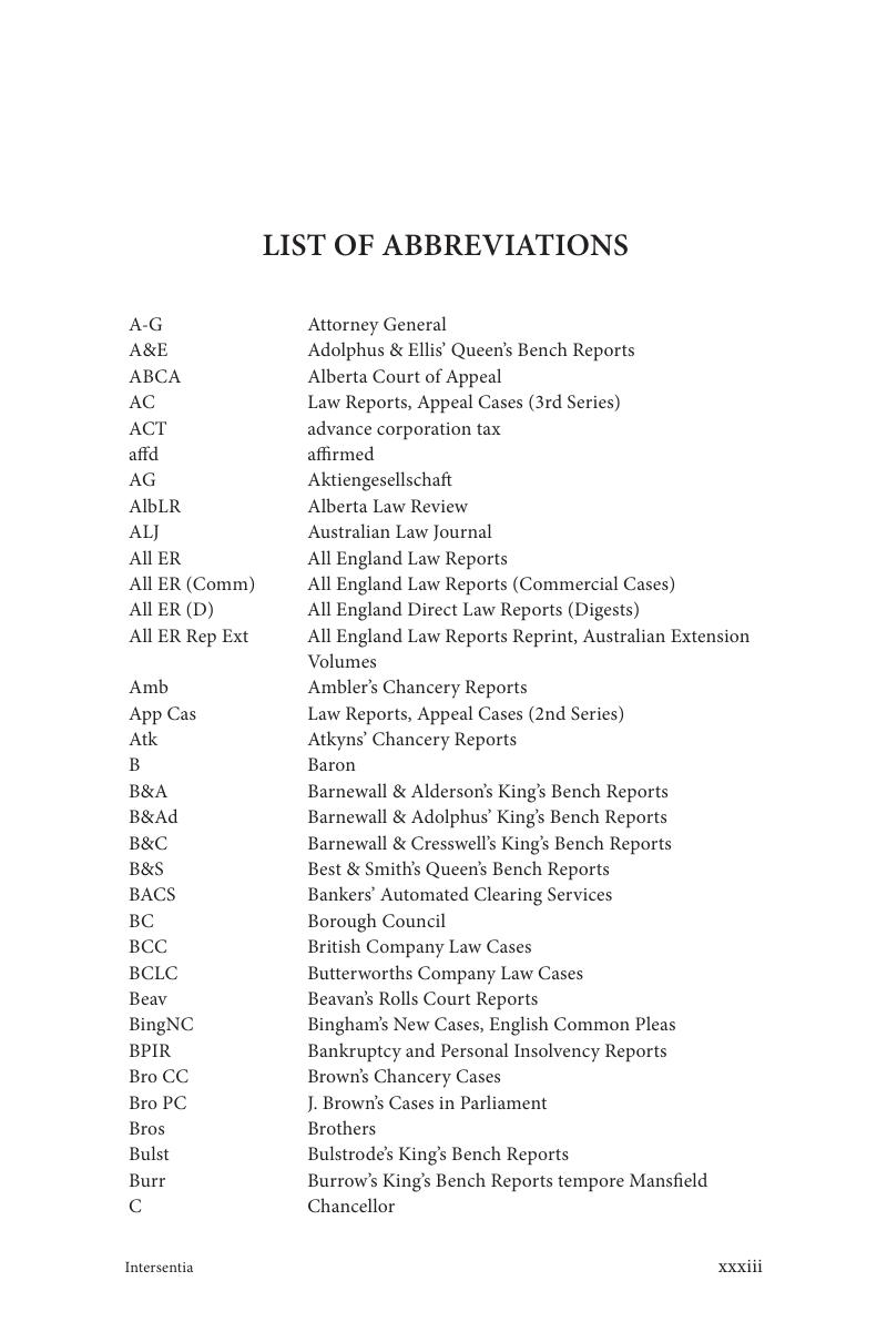 List of Abbreviations - Proprietary Consequences in Defective Transfers ...