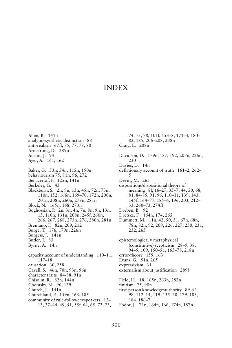 Index - Rule-Following and Meaning
