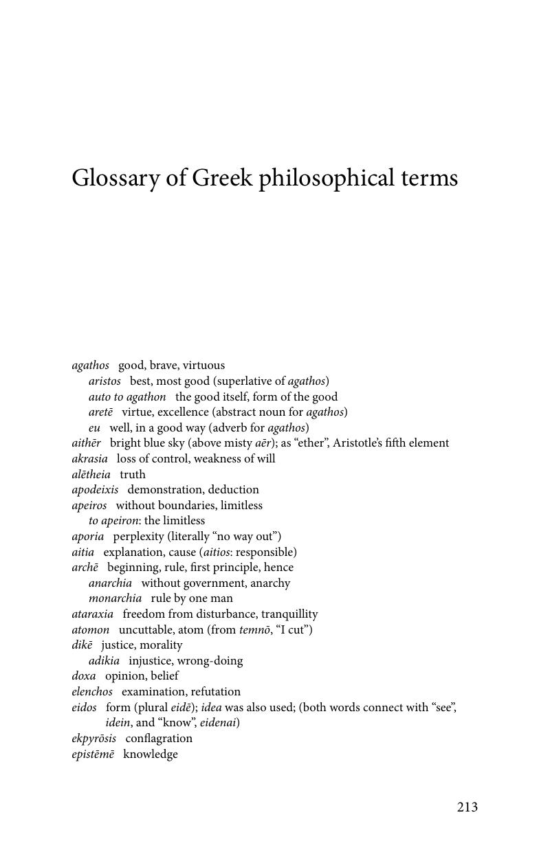 Glossary of Greek philosophical terms Introducing Greek Philosophy