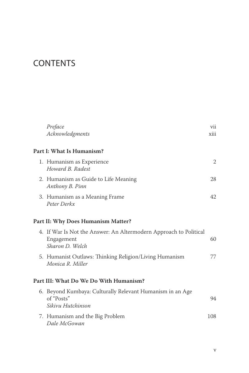 Contents - What Is Humanism, And Why Does It Matter?