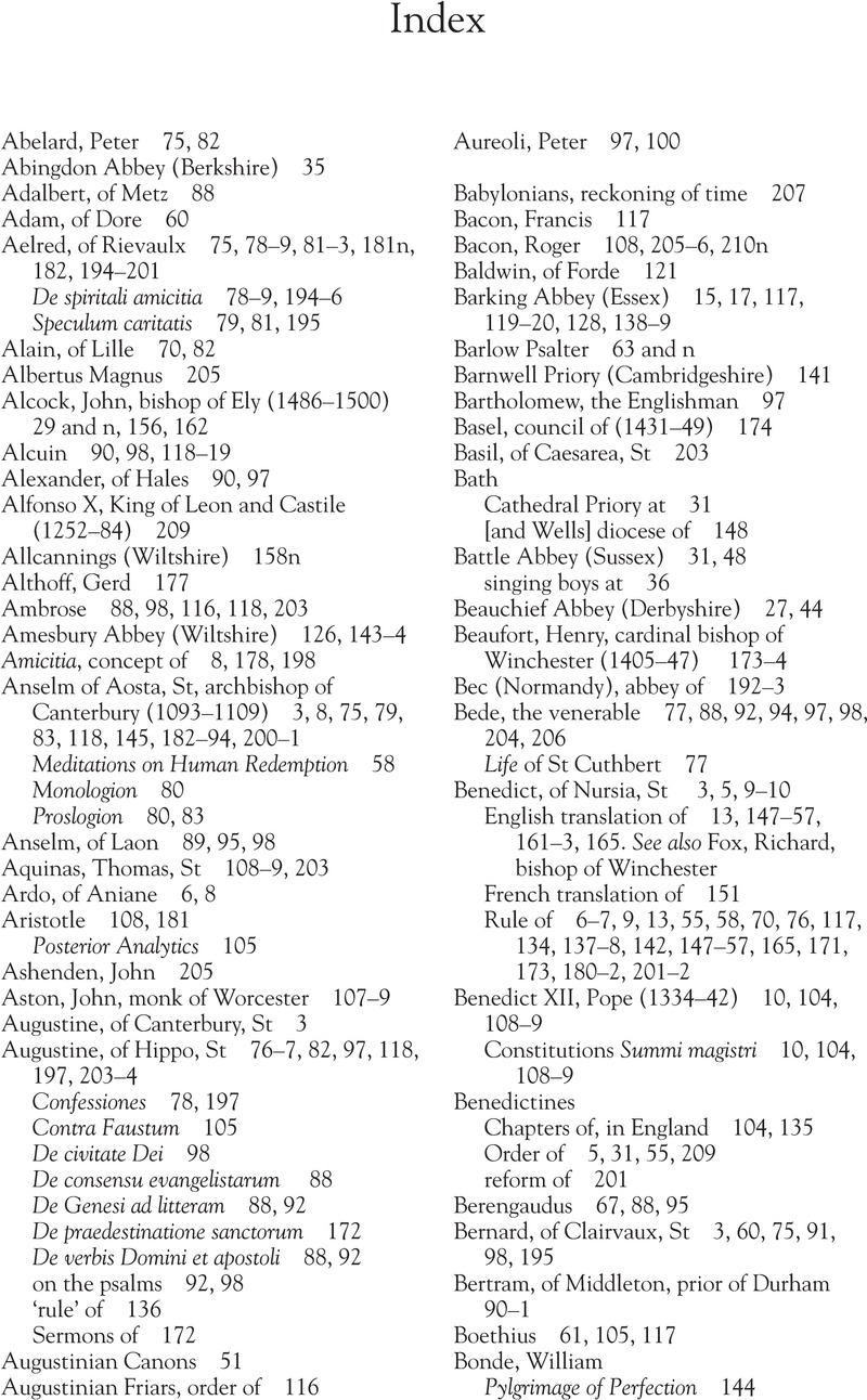 Index - The Culture of Medieval English Monasticism