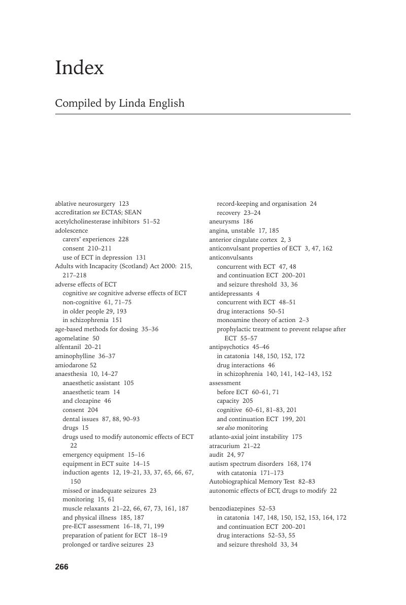 Index - The ECT Handbook