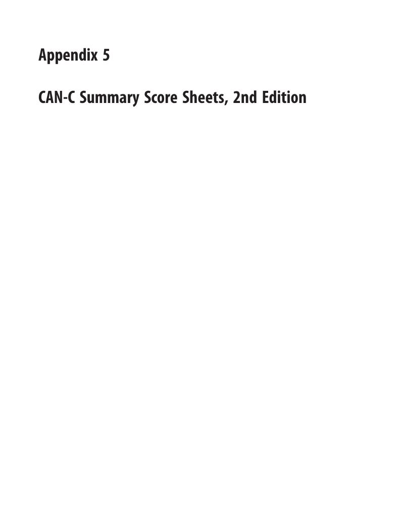 CAN-C Summary Score Sheets, 2nd Edition (Appendix 5) - Camberwell ...