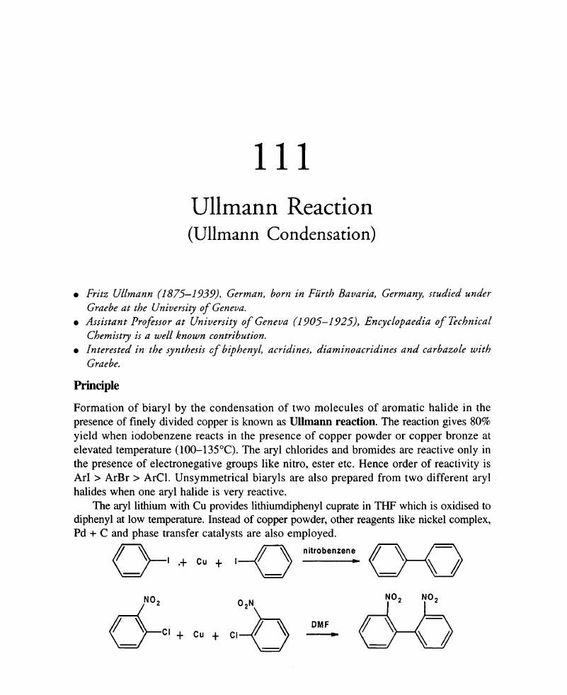 Ullmann Reaction (chapter 111) - Name Reactions In Organic Synthesis