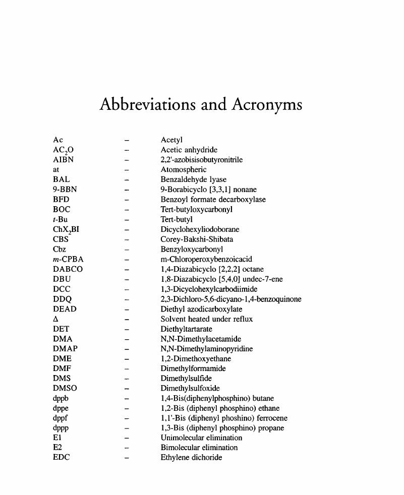 Abbreviations and Acronyms - Name Reactions in Organic Synthesis