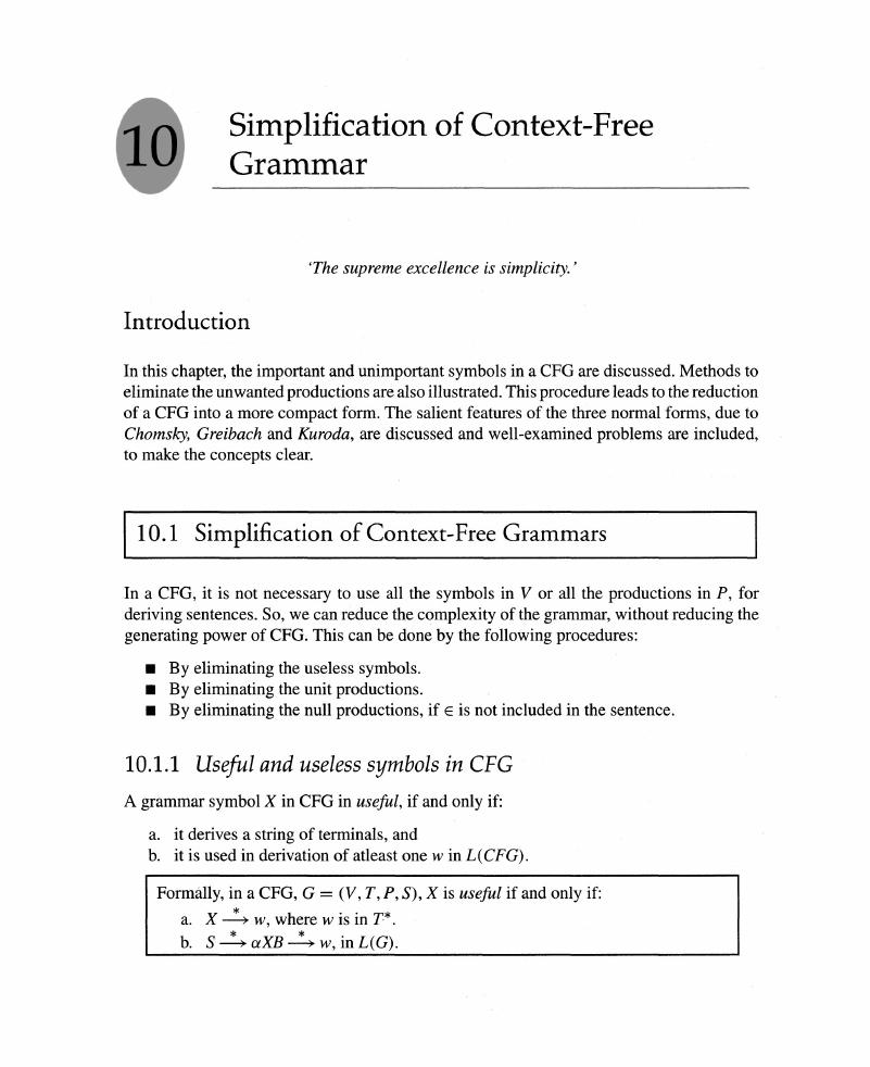 Simplification Of Context-Free Grammar (Chapter 10) - A Textbook On ...