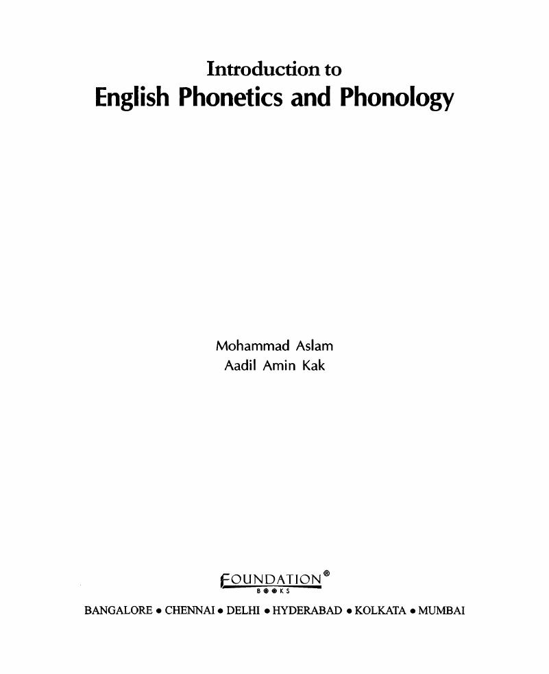 Frontmatter - Introduction To English Phonetics And Phonology