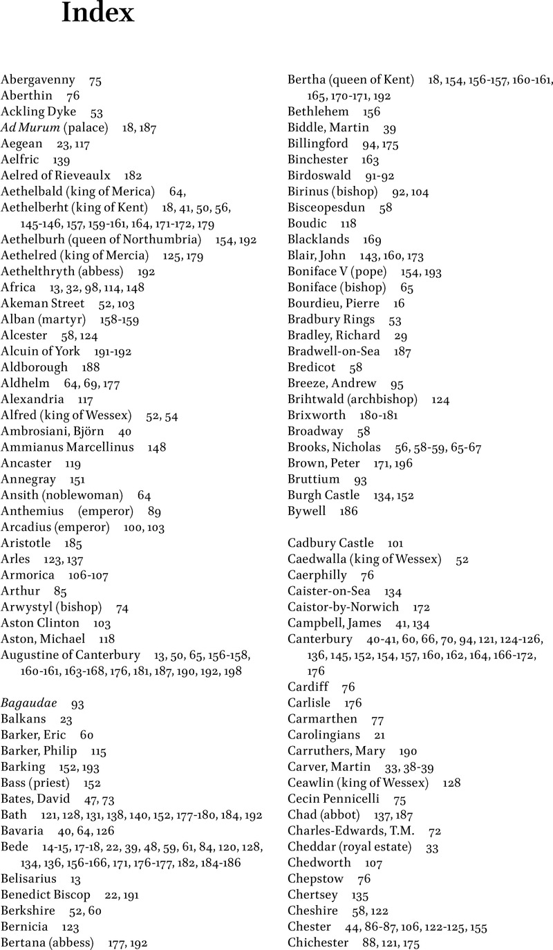 Index - Roman Infrastructure in Early Medieval Britain