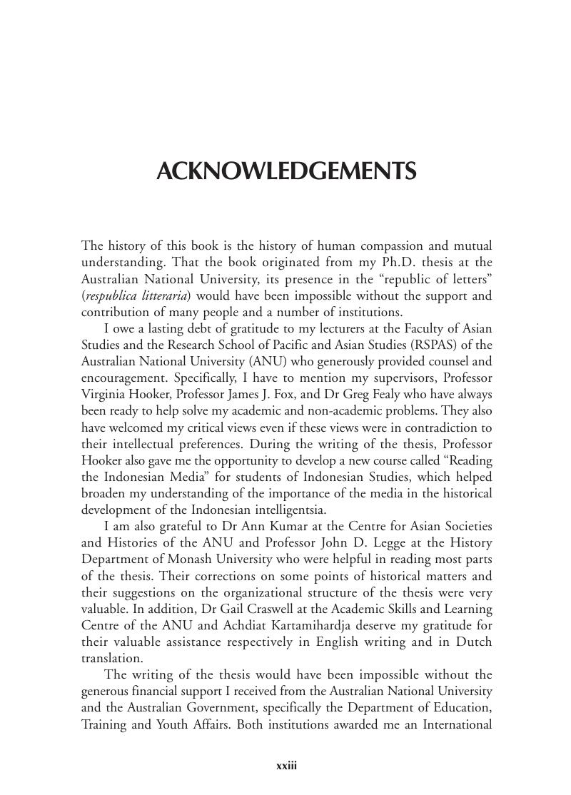 Acknowledgements - Indonesian Muslim Intelligentsia and Power