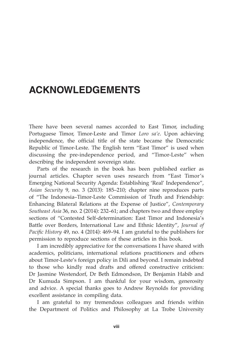 Acknowledgements - The Post-Colonial Security Dilemma