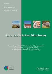 Advances in Animal Biosciences Volume 10 - Special Issue3 -  Proceedings of the XIIIth International Symposium on Ruminant Physiology (ISRP 2019), 3-6 September 2019, Leipzig, Germany