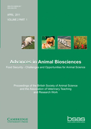 Advances in Animal Biosciences Volume 2 - Issue 1 -  Proceedings of the British Society of Animal Science and the Association of Veterinary Teaching and Research Work