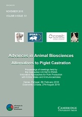 Advances in Animal Biosciences Volume 9 - Special Issues1 -  Proceedings of meetings held by the Cost
                action CA15215 IPEMA Innovative Approaches for Pork Production with Entire Males and
                Immunocastrates
