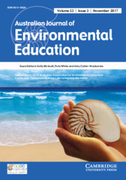 Australian Journal of Environmental Education Volume 33 - Special Issue3 -  2016 Australian Association for Environmental Education Conference: ‘Tomorrow Making – Our Present to the Future’