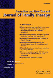 Australian and New Zealand Journal of Family Therapy Volume 33 - Issue 4 -