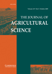 The Journal of Agricultural Science Volume 147 - Issue 5 -