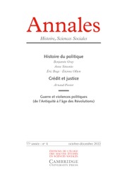 Annales. Histoire, Sciences Sociales Volume 77 - Issue 4 -