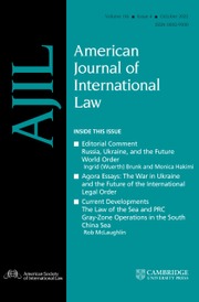 American Journal Of International Law: Volume 116 - Issue 4 | Cambridge ...