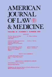 American Journal of Law & Medicine Volume 10 - Issue 2 -