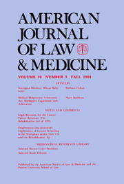 American Journal of Law & Medicine Volume 10 - Issue 3 -