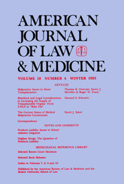 American Journal of Law & Medicine Volume 10 - Issue 4 -