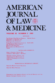 American Journal of Law & Medicine Volume 11 - Issue 2 -