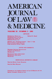 American Journal of Law & Medicine Volume 11 - Issue 3 -