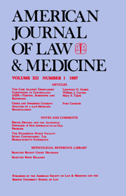 American Journal of Law & Medicine Volume 12 - Issue 1 -