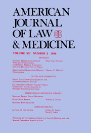 American Journal of Law & Medicine Volume 12 - Issue 2 -