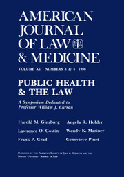 American Journal of Law & Medicine Volume 12 - Issue 3-4 -  Public Health & The Law