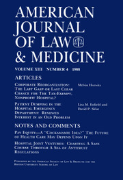 American Journal of Law & Medicine Volume 13 - Issue 4 -