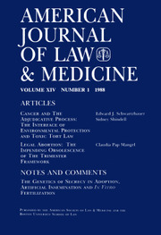 American Journal of Law & Medicine Volume 14 - Issue 1 -