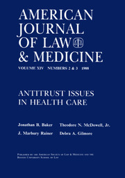 American Journal of Law & Medicine Volume 14 - Issue 2-3 -  Antitrust Issues in Health Care