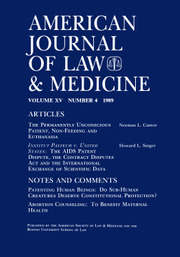 American Journal of Law & Medicine Volume 15 - Issue 4 -