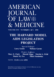 American Journal of Law & Medicine Volume 16 - Issue 1-2 -  The Harvard Model Aids Legislation Project