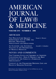 American Journal of Law & Medicine Volume 16 - Issue 4 -