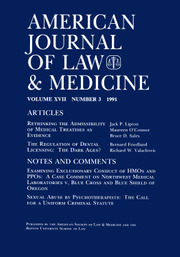 American Journal of Law & Medicine Volume 17 - Issue 3 -