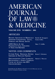 American Journal of Law & Medicine Volume 17 - Issue 4 -