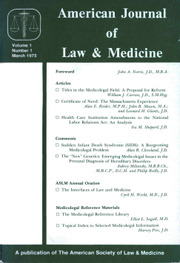 American Journal of Law & Medicine Volume 1 - Issue 1 -