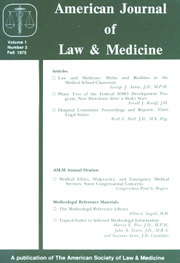 American Journal of Law & Medicine Volume 1 - Issue 2 -