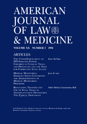 American Journal of Law & Medicine Volume 20 - Issue 3 -