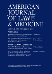 American Journal of Law & Medicine Volume 21 - Issue 4 -