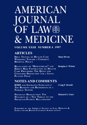 American Journal of Law & Medicine Volume 23 - Issue 4 -
